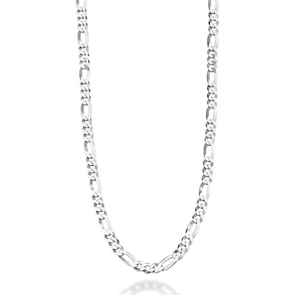 Jewelry - Unisex Length 24 Inch 925 Sterling Silver Italian 5mm Figaro Chain Necklace